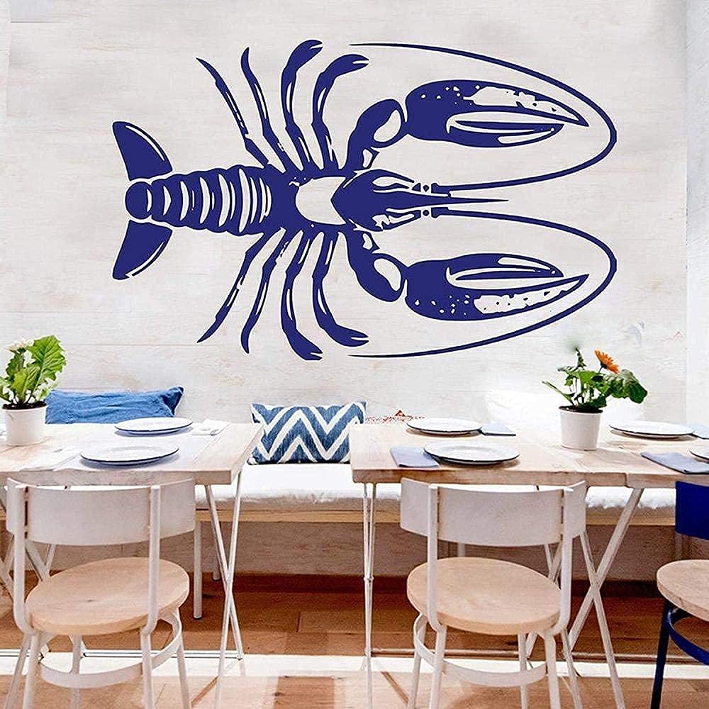 Lobster Wall Decals Seafood Restaurant Crab Fish Tuna Squid Shrimp Market Kitchen Restaurant Interior Decoration Vinyl Sticker 42X65Cm