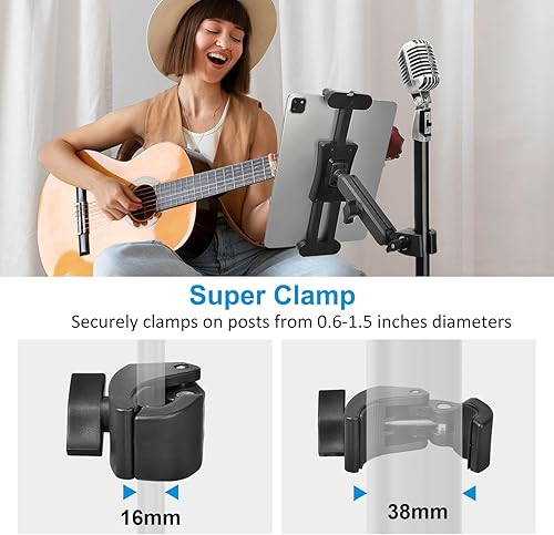 Miniatura 5 de Soporte para tablet para soporte de micrófono, soporte de teléfono para iPad con rotación de 360, soporte de música para tableta compatible con iPad
