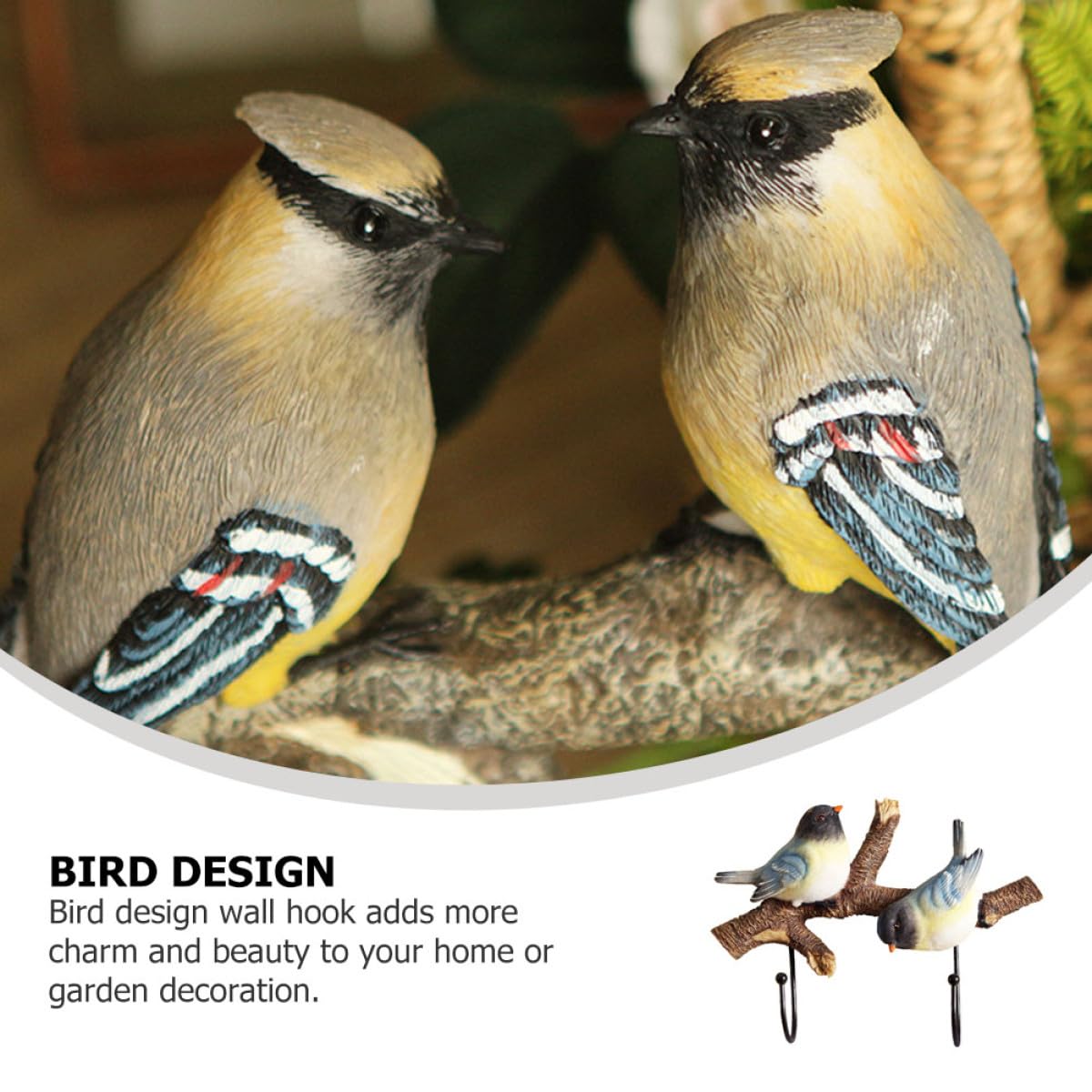 Gancho para Abrigos y Bolsos de Resina Diseño de Pájaro, Gancho Decorativo para Pared, Fácil de Limpiar, Adecuado para Organización del Hogar