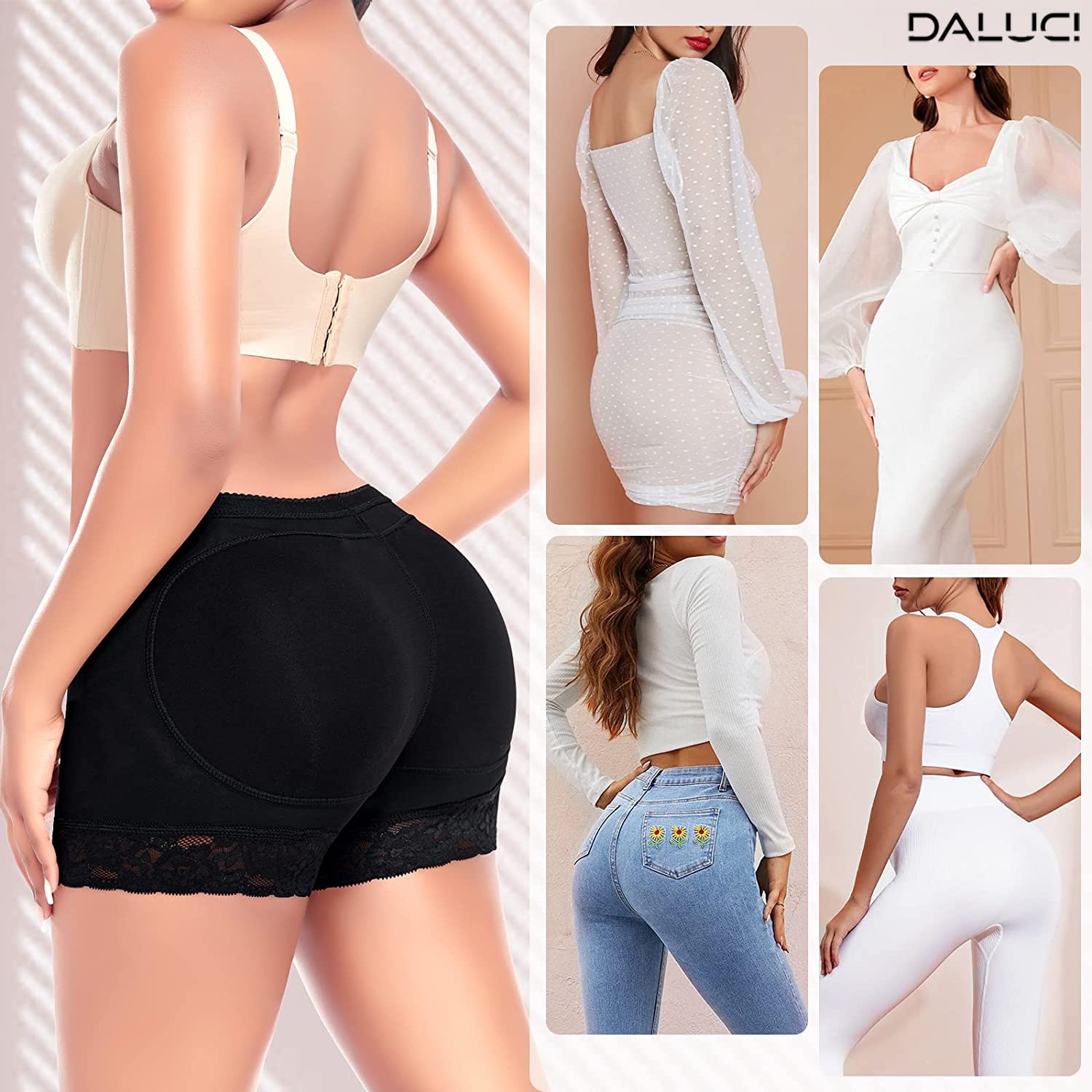 DALUCI Women's Padded Butt Lifter Underwear – Seamless Hip Enhancer Shapewear Panty with Booty Pads for Round Shape & Curvy Look | Fake Hip Panty Briefs (Black, Small) - Image 3 thumbnail