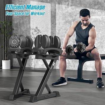 JX FITNESS Adjustable Dumbbell Rack Home Gym Weight Rack, Dumbbell Stand, Black