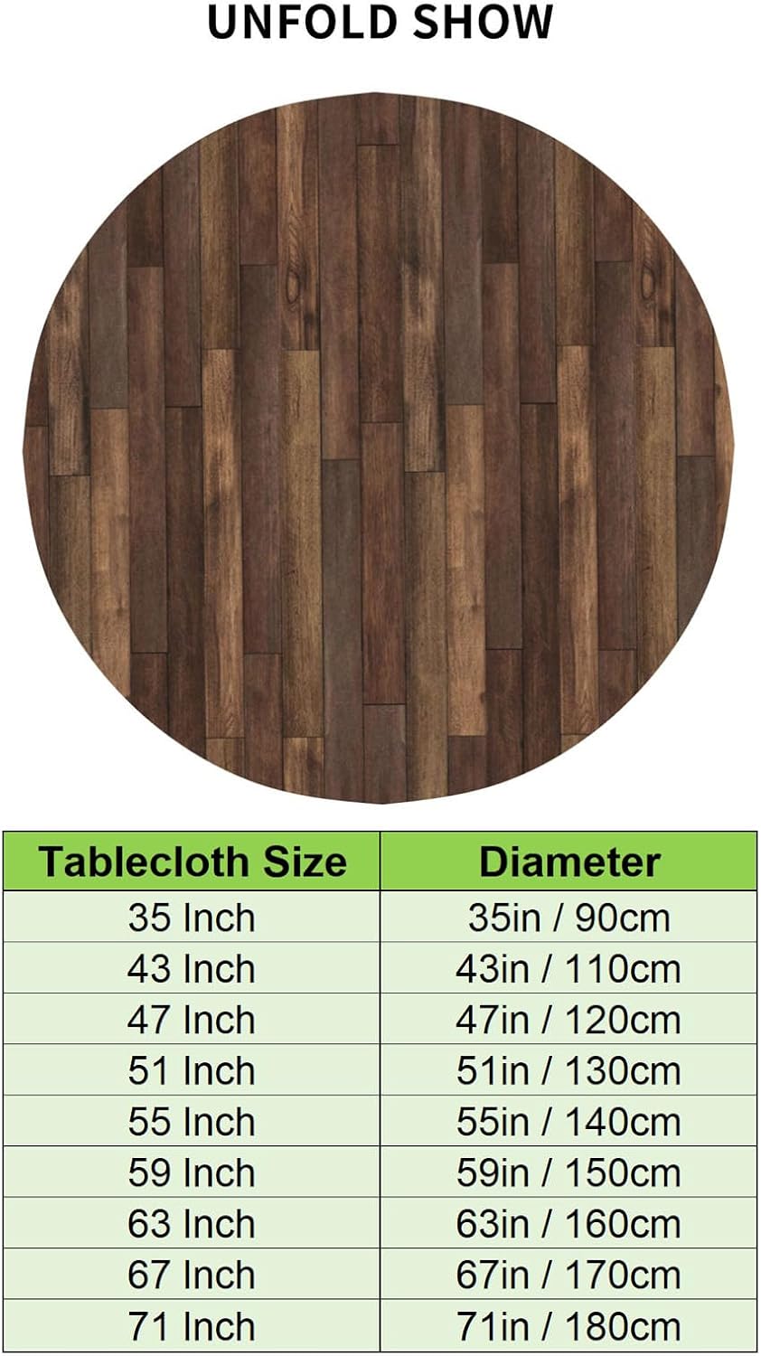 Farmhouse Table Cloth Wood Grain Tablecloths Brown Round Tablecloth Wipe Clean Tables Cover Polyester Circle Cloths for Dinner Party Kitchen Dining Room, 63 Inch Style 6