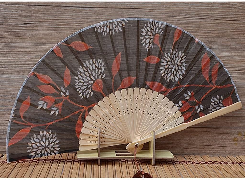 Folding Fan for Women Folding Fan, Folding Fan, Japanese Folding Fan, Unique Design, Handmade Bamboo Folding Fan for Home Ceremonies Decorative Fan (Color: A)
