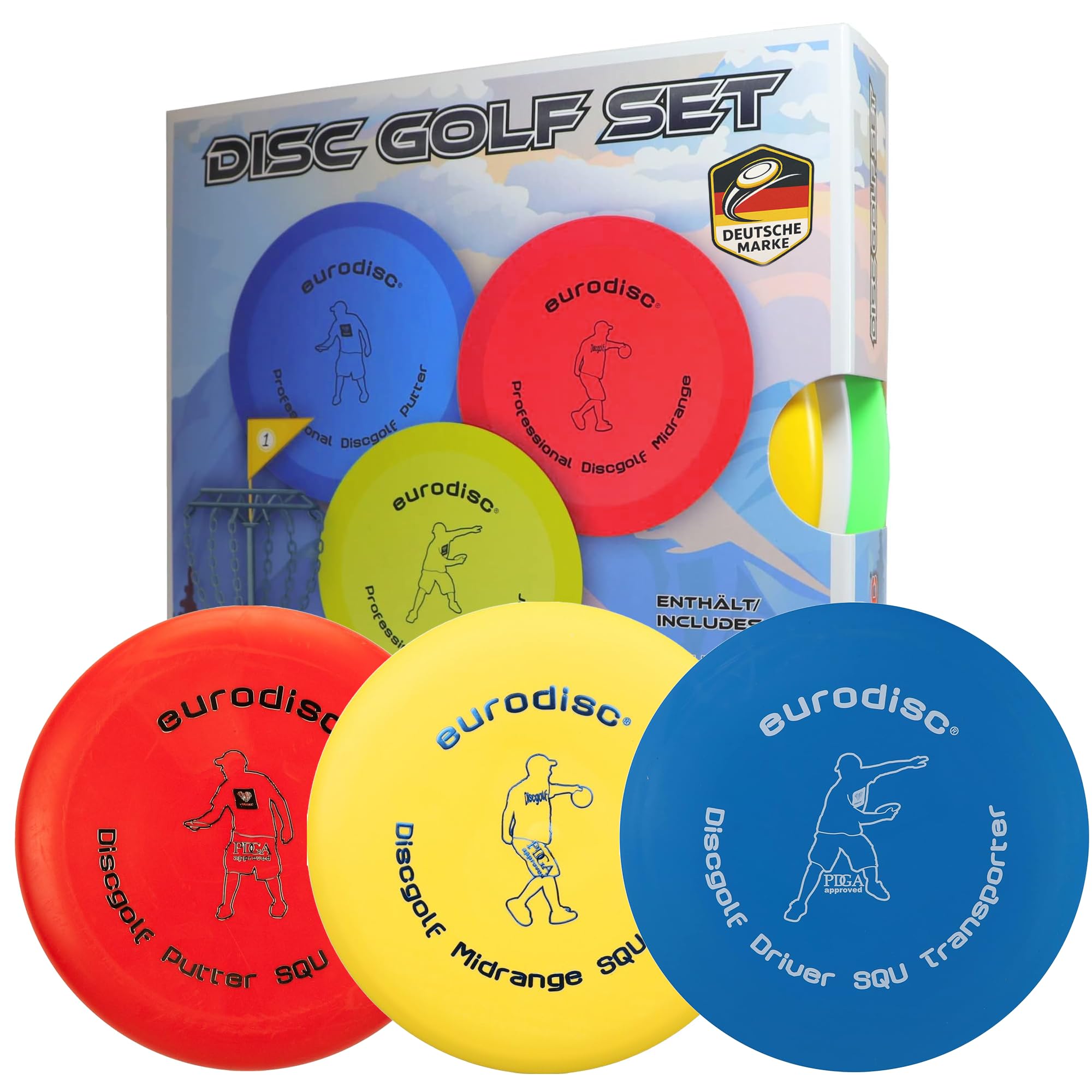 eurodisc Disc-Golf Einsteiger Starter Set, PDGA Approved, Putter Midrange Driver Disc