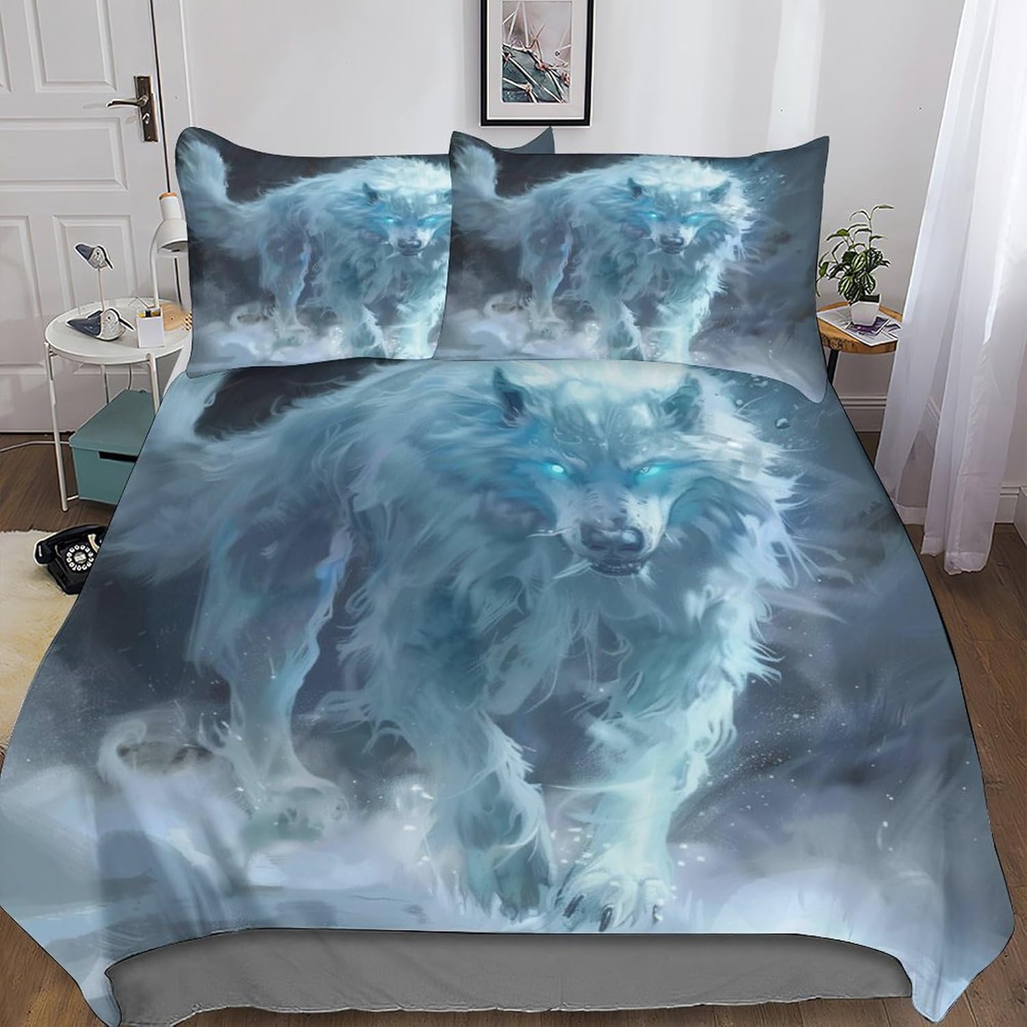 CasCam Frost Ice Wolf Bed Linen Set for Girls Boys Children 3D Duvet