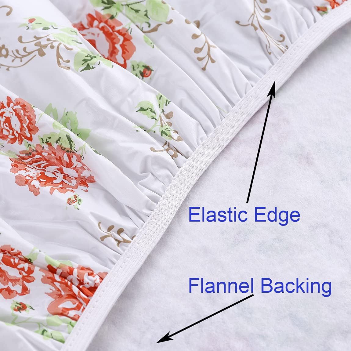 Round Vinyl Fitted Tablecloth with Flannel Backing Elastic Edge Design Table Cover Waterproof Oil-Proof PVC Table Cloth Stain-Resistant Wipeable for Round Table…