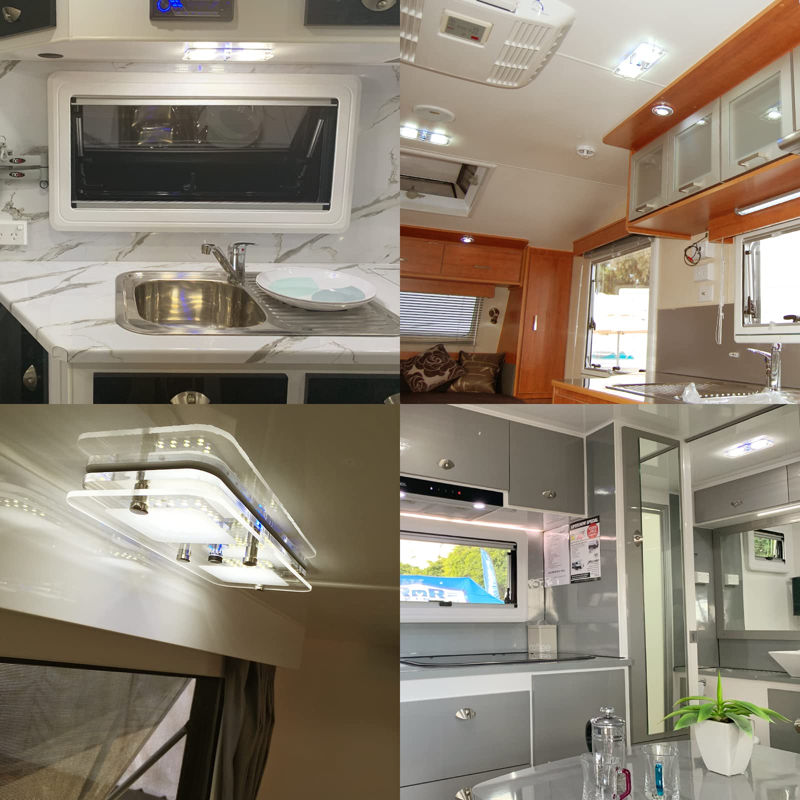 Dream Lighting Plafoniera per Camper LED 12v Illuminazione LED Interni Dimmerabile 3000K Bianco Caldo con Indicatore Blu