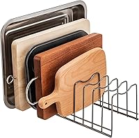 Vista 5 de Organizador de soporte para tapa de olla y sartén, tabla de cortar, bandeja para hornear, acero inoxidable