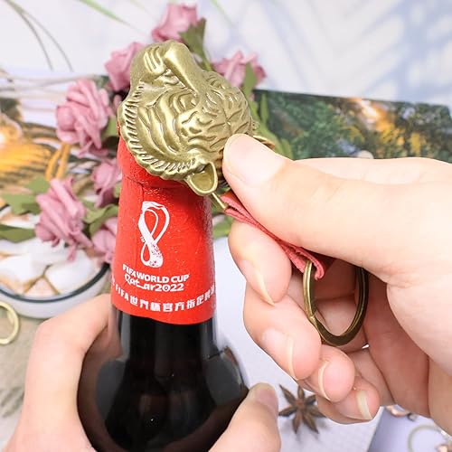 Miniatura 5 de yueton 2 unids cabeza de tigre abrebotellas llavero aleación novedad creativa cerveza vino abrebotellas fiesta favores mochila colgante
