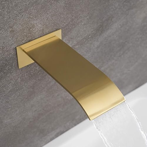 Miniatura 5 de sumerain Sistema de grifo para bañera y ducha con boquilla de cascada y cabezal de ducha de mano, válvula equilibrada de presión, oro cepillado