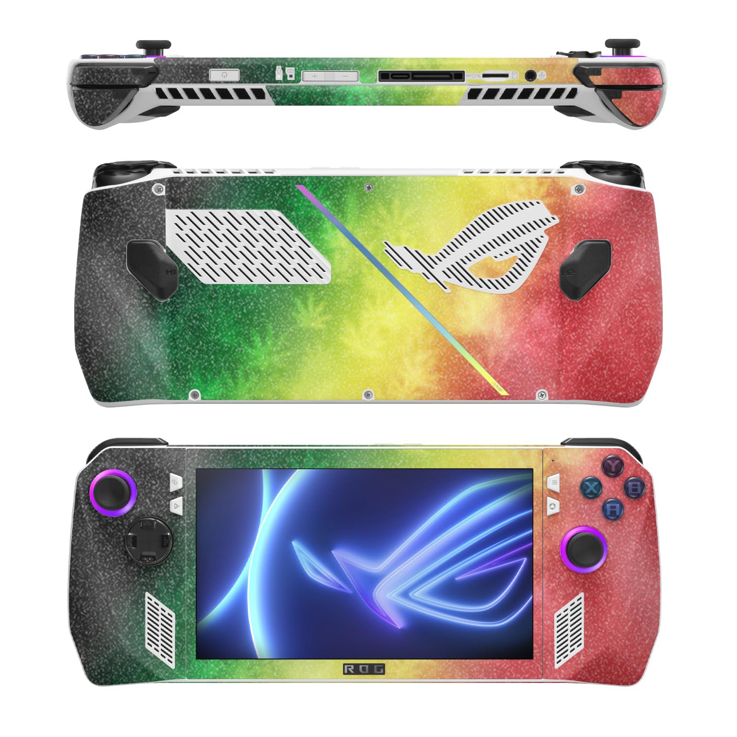 MightySkins Glossy Glitter Skin Compatible with Asus ROG Ally - Rasta Rainbow | Protective, Durable High-Gloss Glitter Finish | Easy to Apply