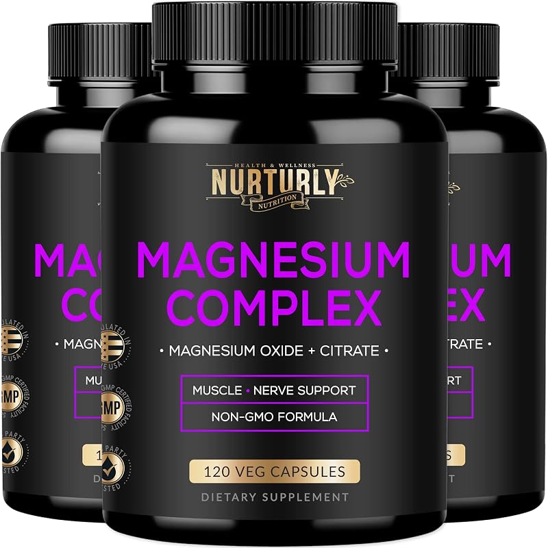 NURTURLY Suplemento de Magnésio Citrato e Óxido 500 mg, 360 cápsulas veganas