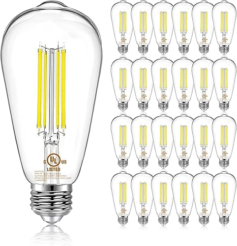 Miniatura 14 de DAYBETTER Paquete de 12 bombillas LED Edison vintage, bombilla LED E26 equivalente a 60 W, bombillas LED regulables, alto brillo 800 LM, blanco