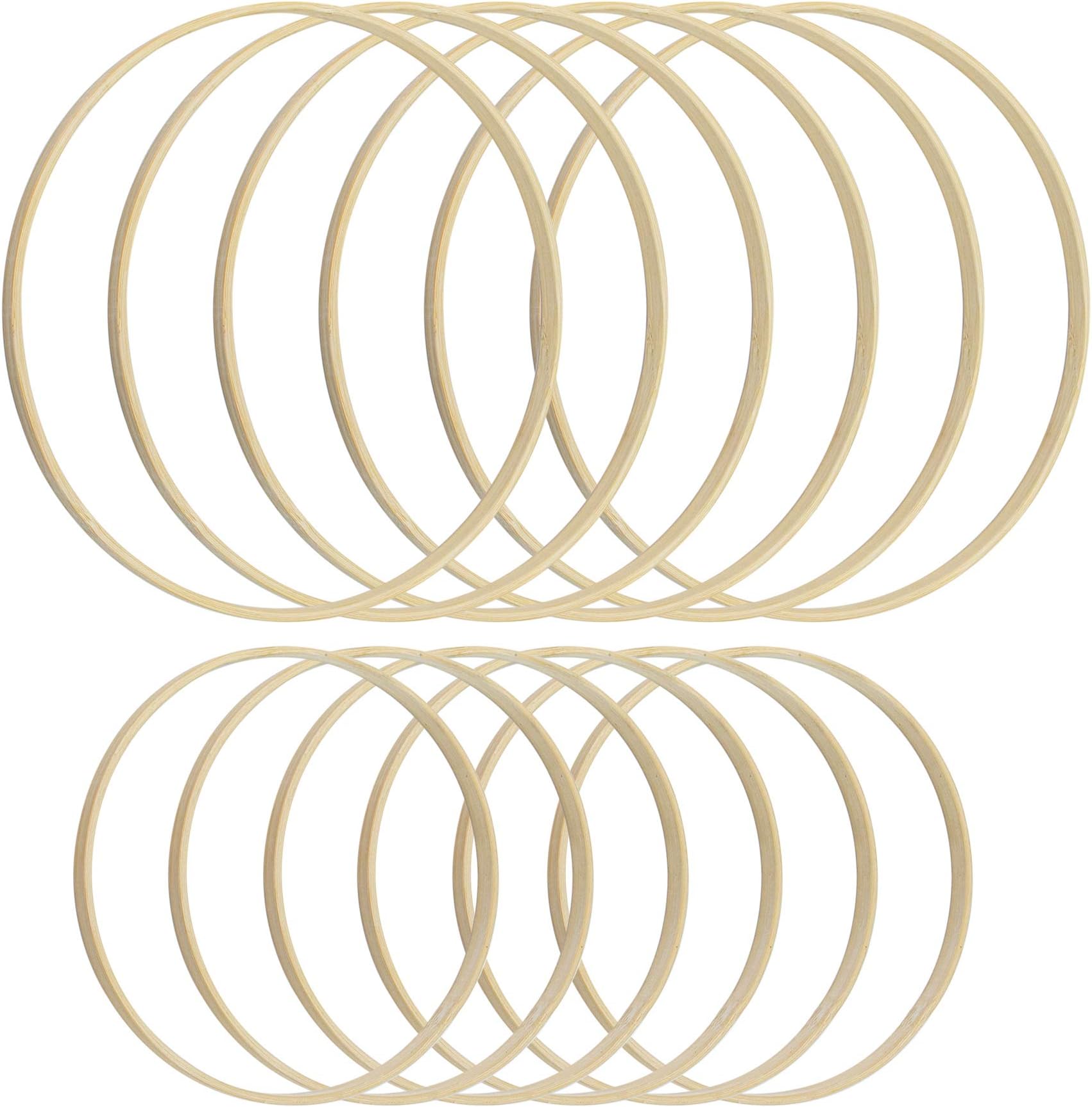 AUEAR, Dream Catcher Bamboo Rings Hoops Macrame Rings for Dream Catcher DIY Craft Home Craft DIY Wedding Decoration Embroidery Tools (12-Pack, 6 and 8 Inch)
