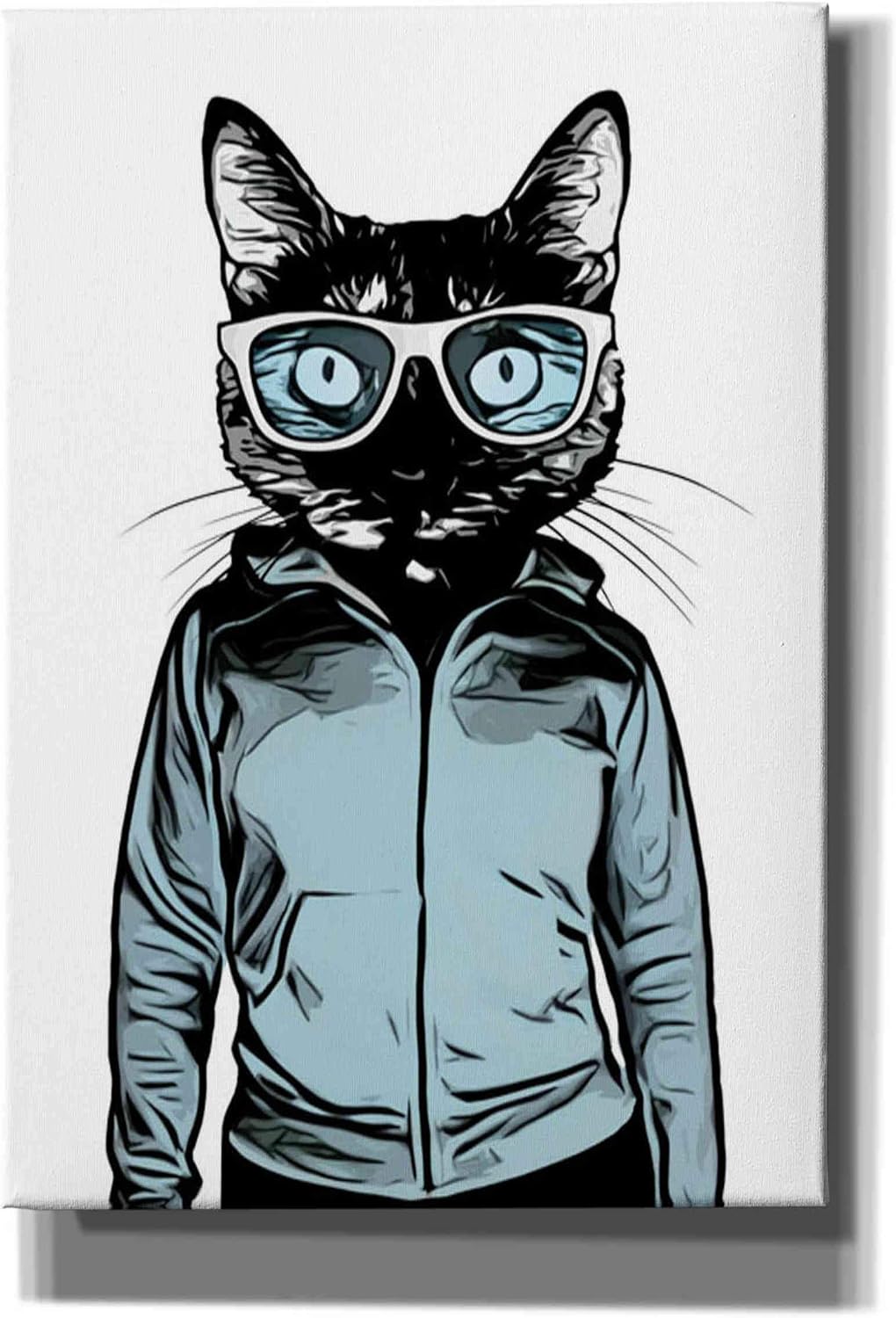 Epic Graffiti Cool Cat by Nicklas Gustafsson Giclee Canvas Wall Art, 12" x 16", Blue