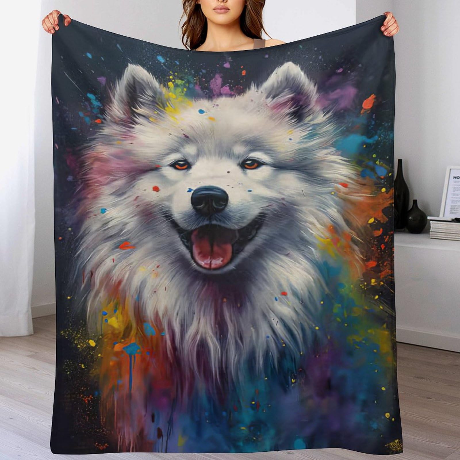 Couverture polaire douce pour canapé et lit contre le froid, imprimé chien
