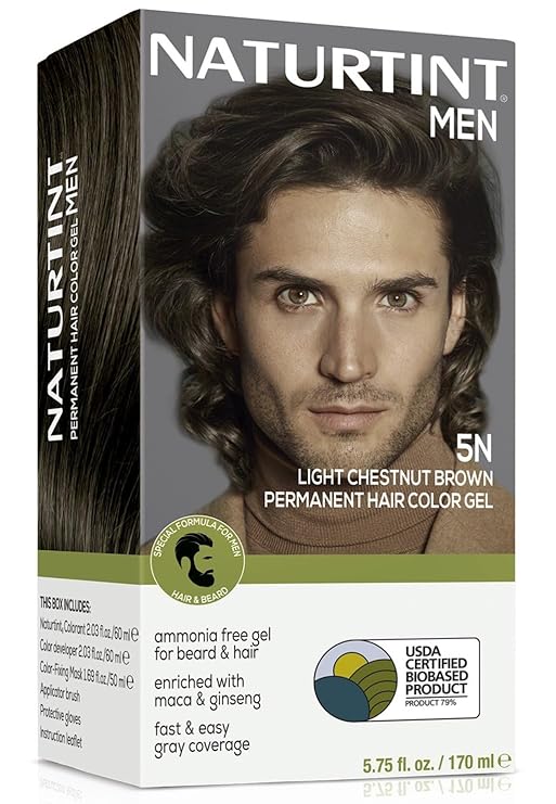 Naturtint 5N Light Chestnut Brown Mens Permanent Hair Color for Hair Beard and Mustache (Pack of 1), Ammonia Free, up to 100% Gray Coverage, Natural Looking Long Lasting Results