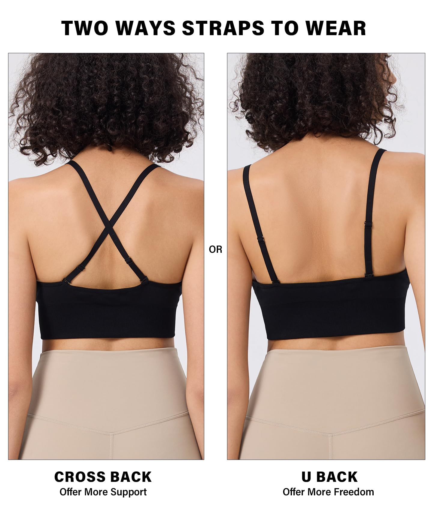 Soutiens-Gorge de Sport Femme Brassiere Dos Croisé Lingerie Reglable Fine Bretelle Bralette Coussinets Amovibles pour Yoga