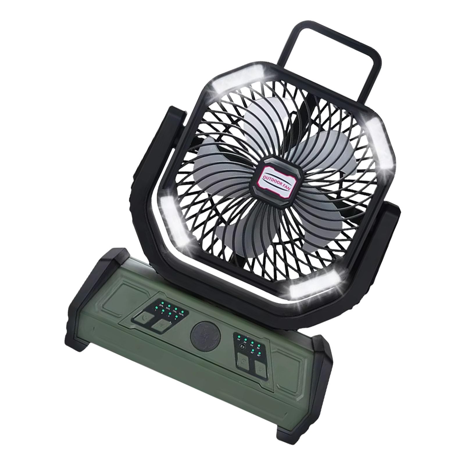carotoe Portable Fan with LED Light 10000mAh Battery Camping Fan Texture for Multifuntional Use in Campsites and Homes Rechargeable Desk