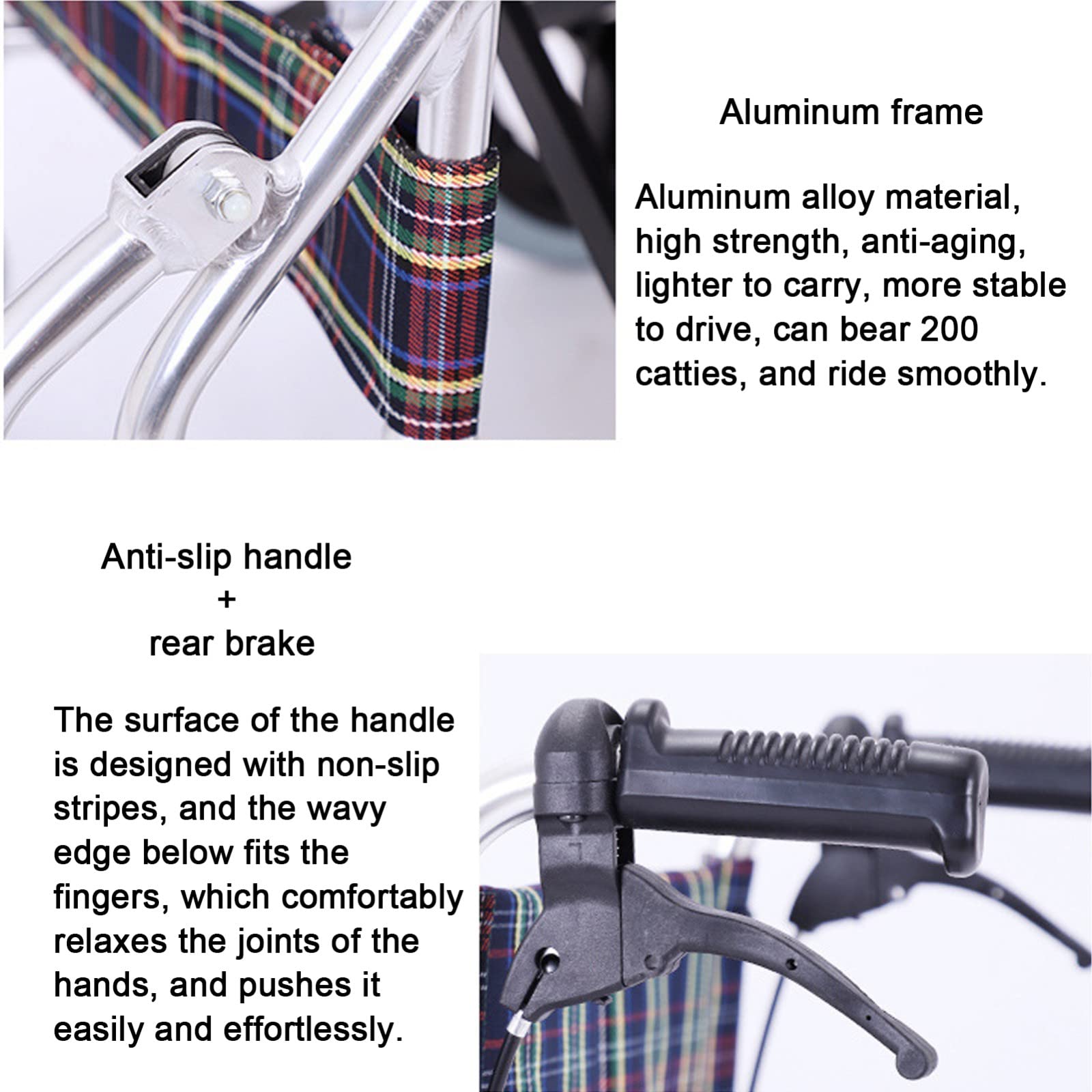 Silla De Ruedas Plegable Y Autopropulsable, Aluminio, Ligera, Compacta,Silla De Ruedas Manual Frenos De Mano, Reposapiés Abatibles Respaldo Plegable para Adultos E Ancianos Estable