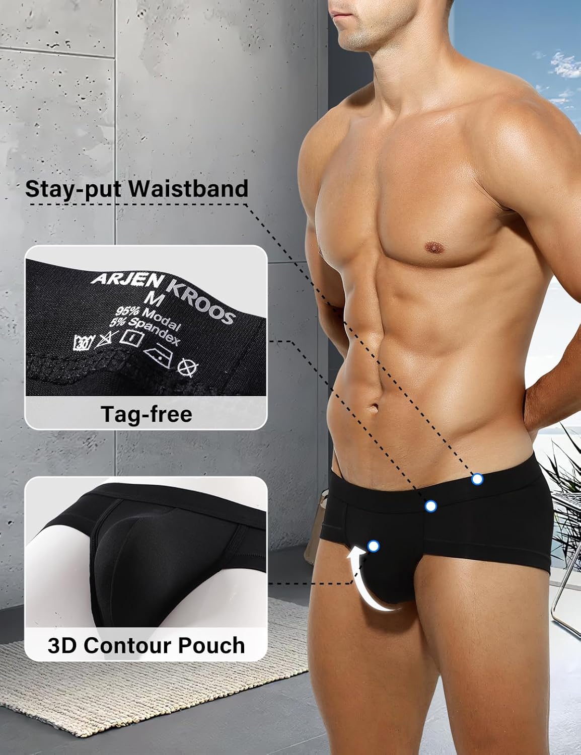 Arjen Kroos Men's Sexy Briefs Underwear Breathable Modal Boxer Trunks Underpants - Image 5