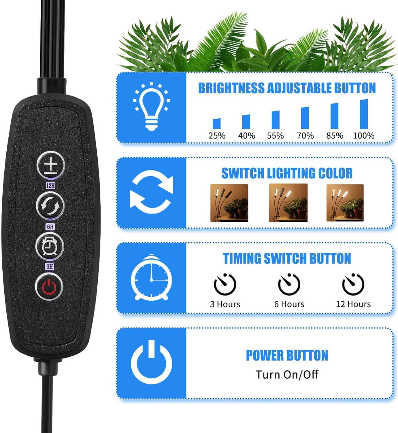 LED Grow Lights for Indoor Plants, [ ] Full Spectrum Grow Light 8 in1, Auto On/Off Timing 4/8/12H, Plant Lights for Indoor Growing