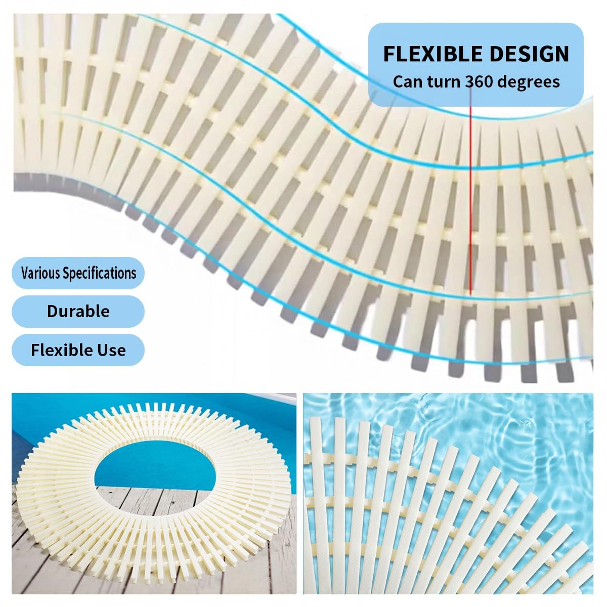 Genérico Rejilla de plástico ABS Duradera para Piscinas - 3 Piezas de 30x100 cm. Tapa de Drenaje para Uso Interior y Exterior. Tira de Rejilla de fácil instalación para una gestión eficiente del Agua