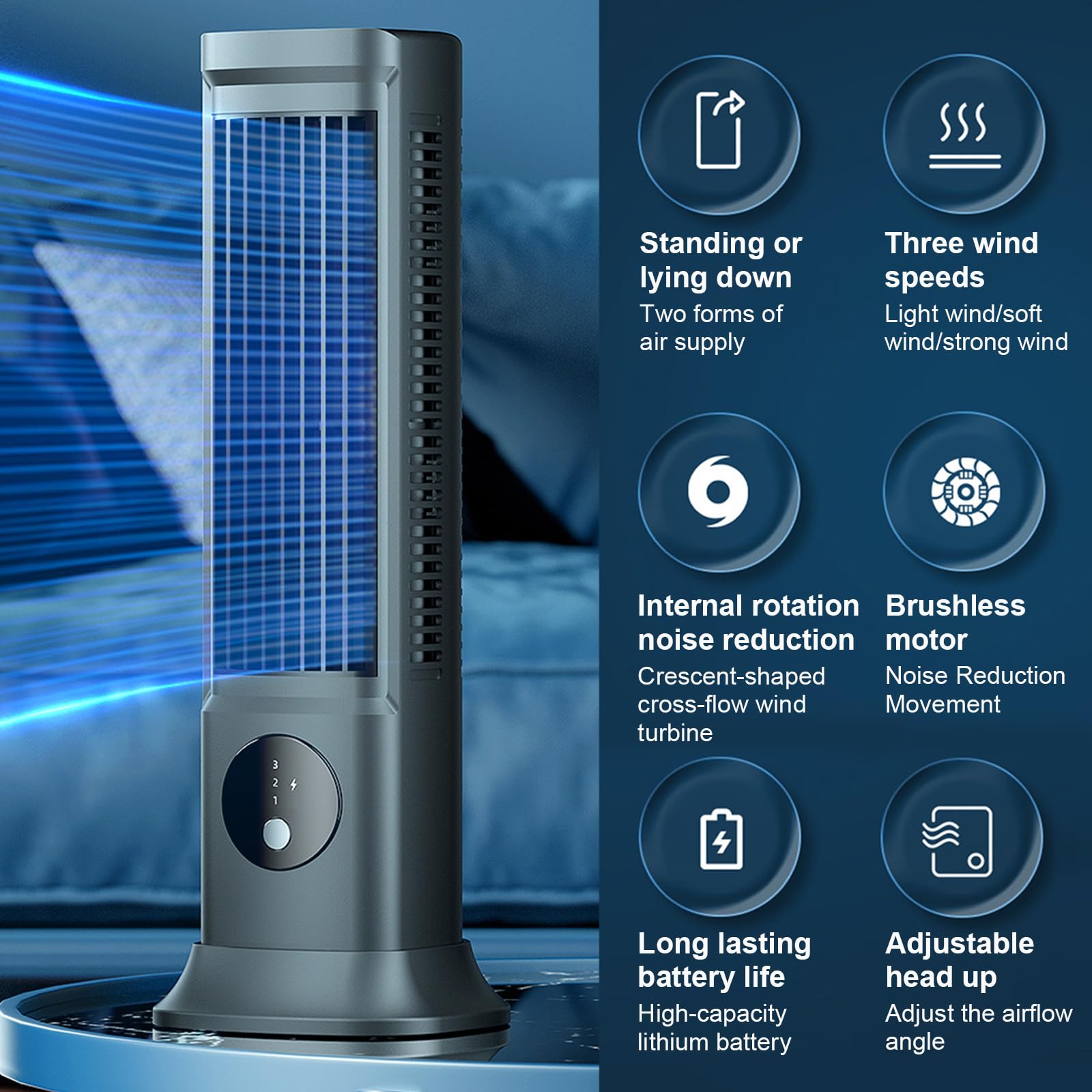 Aire Acondicionado Móvil, Aire Acondicionado Portátil, Enfriador de Aire Mini, 3 Velocidades de Viento, para el Hogar/Oficina