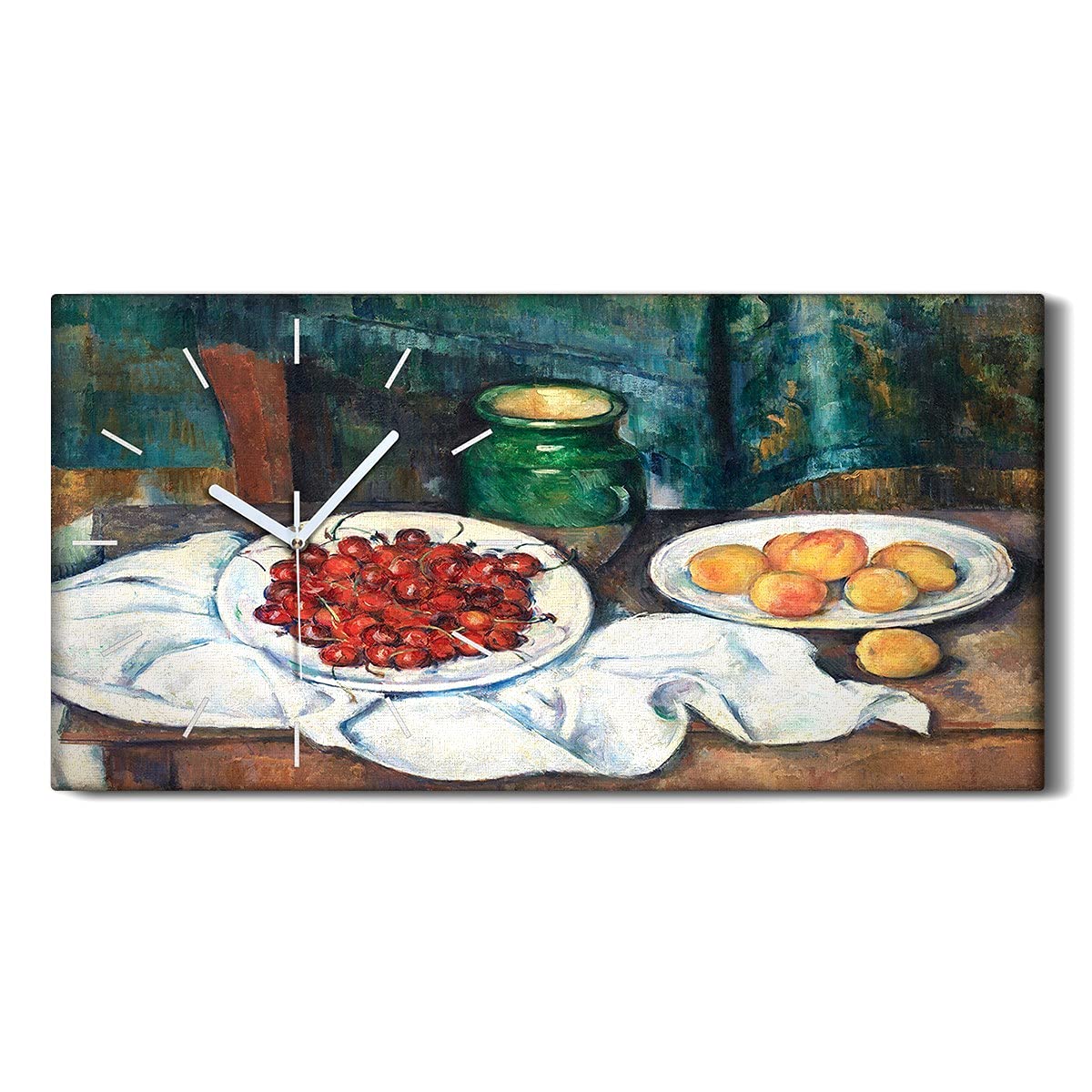 Tableau horloge cerises et pêches pour déco de cuisine