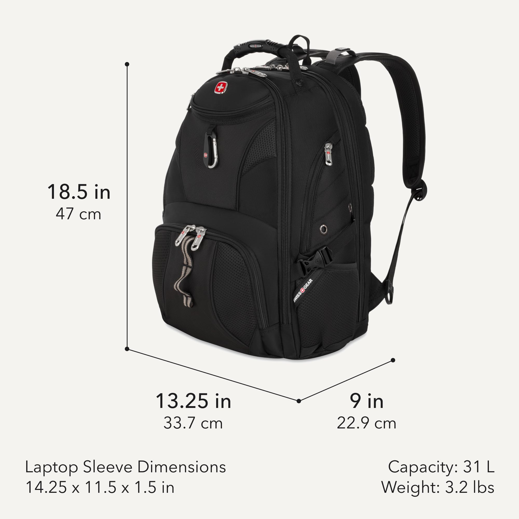 SWISSGEAR Sion 2-Piece Travel Set, Softside Expandable Carry-On Spinner Bundled with 1900 ScanSmart 17" Laptop Backpack with RFID Blocking & Tech Organization, Black view 2