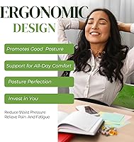 Vista 29 de Almohada de apoyo lumbar para silla de oficina, soporte de espalda desmontable para silla de oficina, almohada lumbar, almohada de apoyo Azul