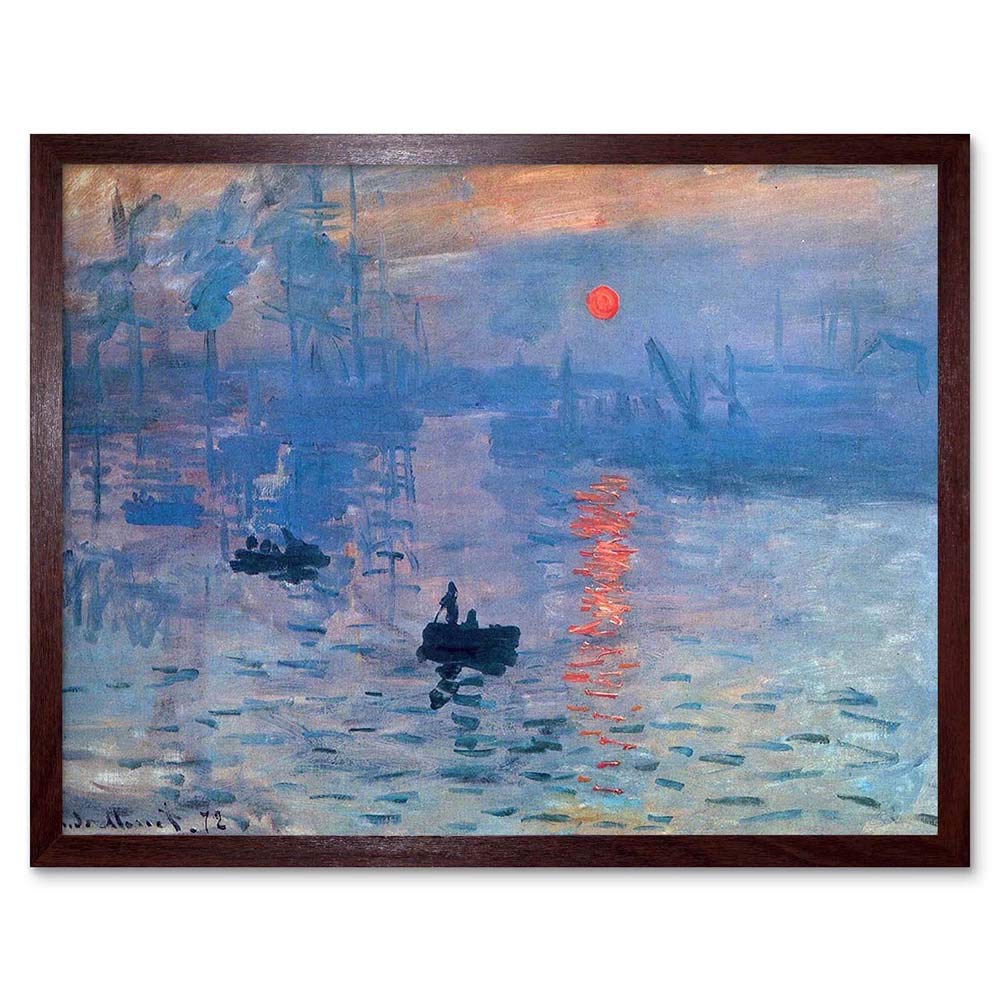 Wee Blue Coo Claude Monet Impression Sunrise Old Master Painting Art Print Framed Poster Wall Decor 12X16 Inch