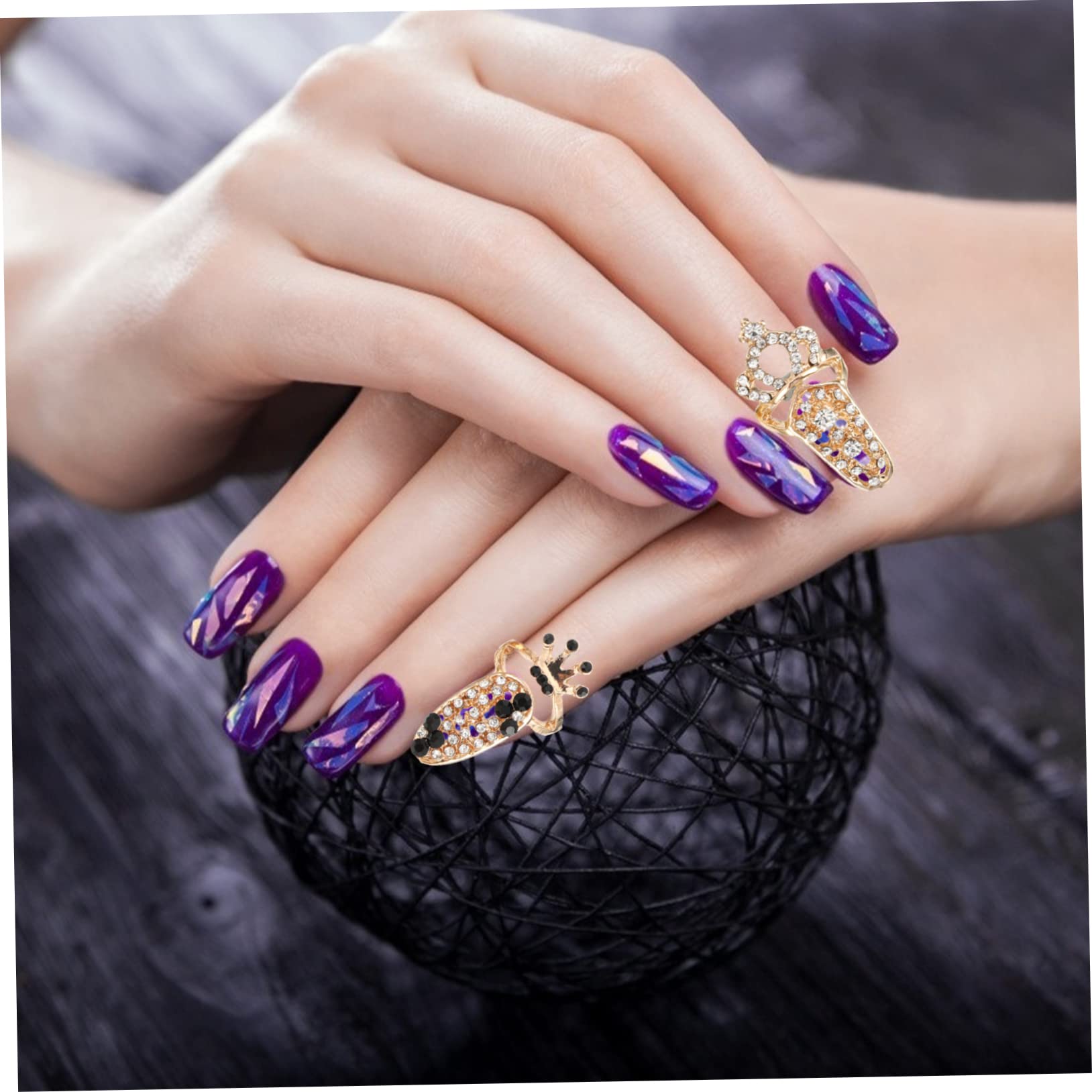 Beavorty 48pièces Décorations Pour Ongles Charms Manucure Anneaux Cristal Pour Nail Art Accessoires De Style Élégant Pour Filles
