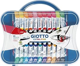 GIOTTO Tempera - Valigetta Da 24 Tubetti Di Tempera Ultrafine Concentrata + 2 Pennelli, 12 ml, Con Tavolozza Estraibile