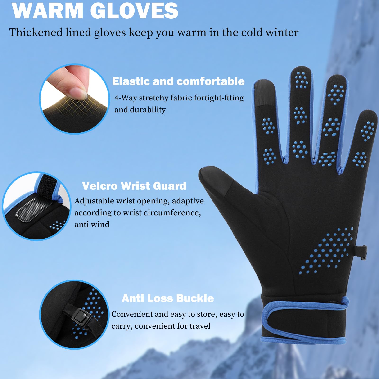 Guanti invernali guanti termici impermeabili Touch Screen termici antivento caldi tempo freddo corsa sport escursionismo guanti da sci  30