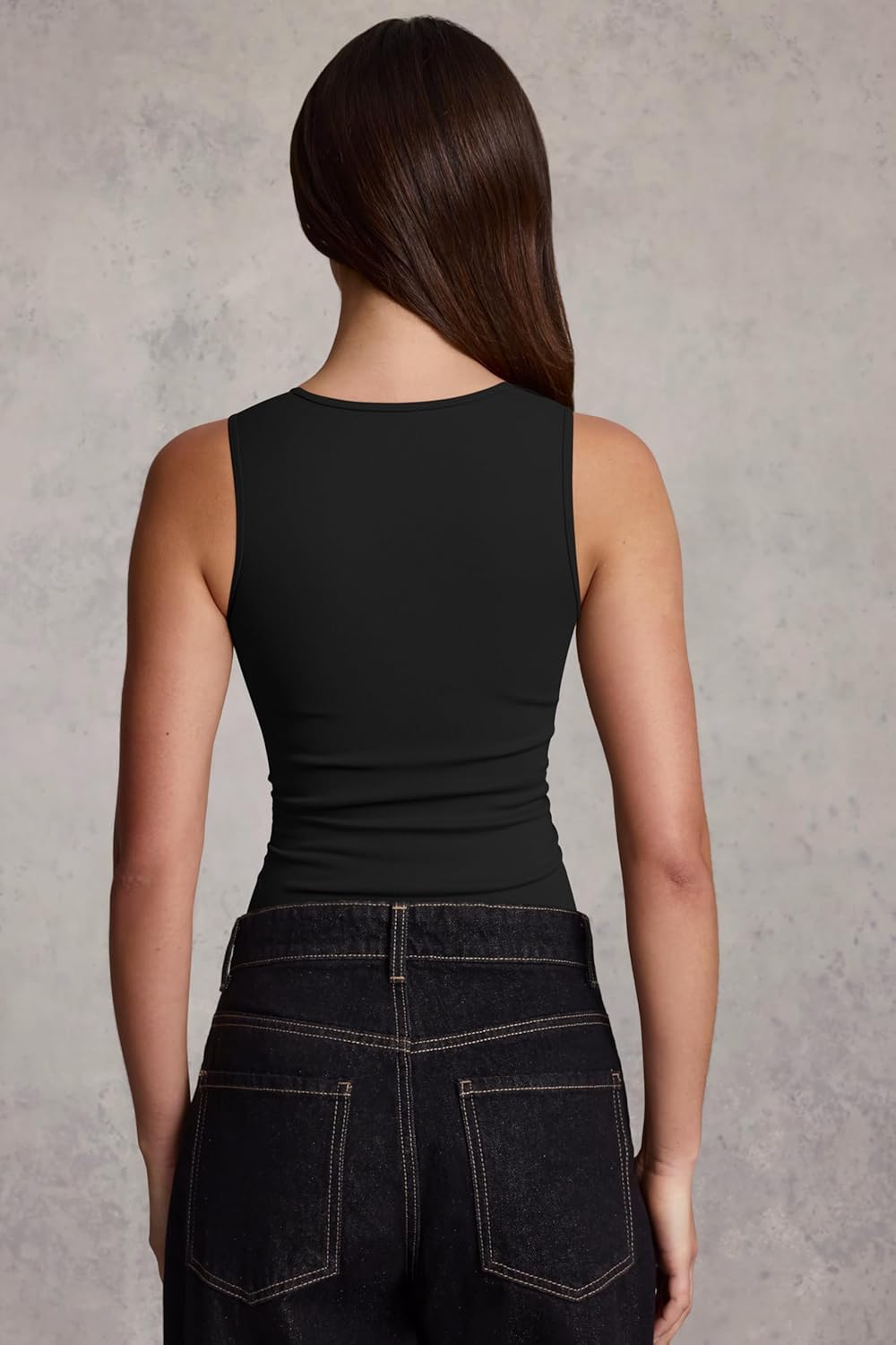 OQQ Women’s Square Neck Sleeveless Bodysuit Shapewear Tank Top Stretchy Slim Fit Bodycon Top for Going Out 2 Pack - Image 6