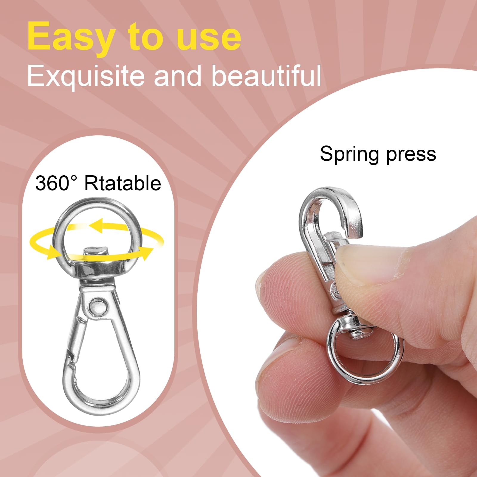 uxcell 1.2" Swivel Lobster Claw Clasps Keychain - Image 4