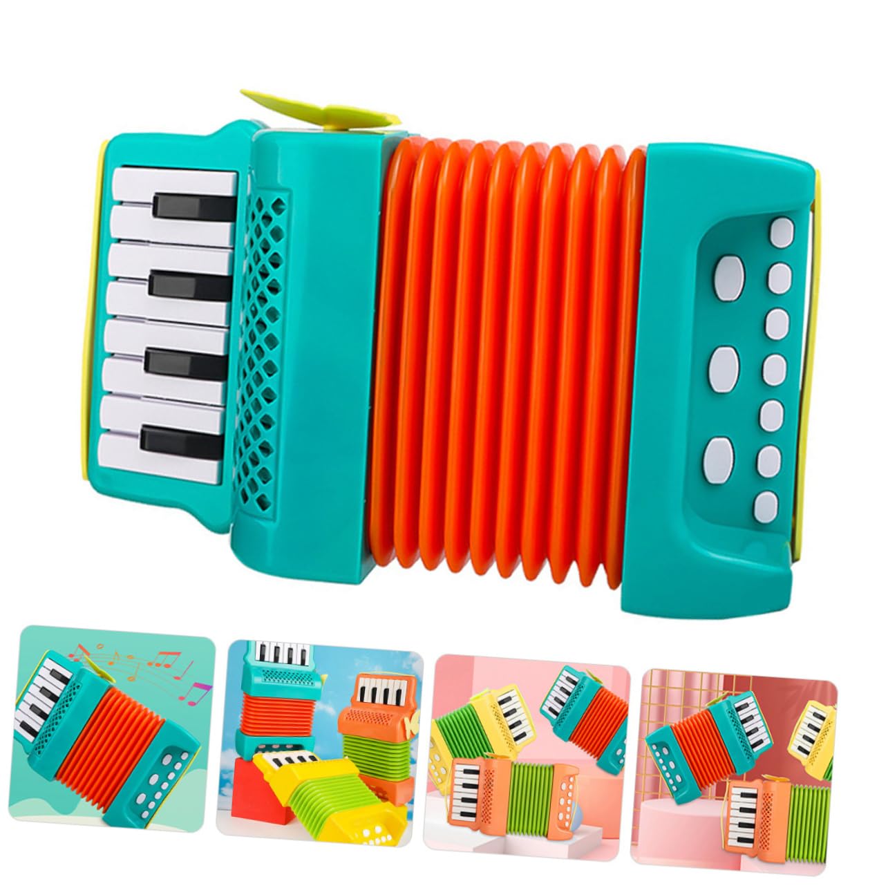 ibasenice Kinder Akkordeon Handgriff Musikinstrument Mit Cartoon Motiv Grünes Vorschulspielzeug Zur Frühkindlichen Und Handmuskeltraining