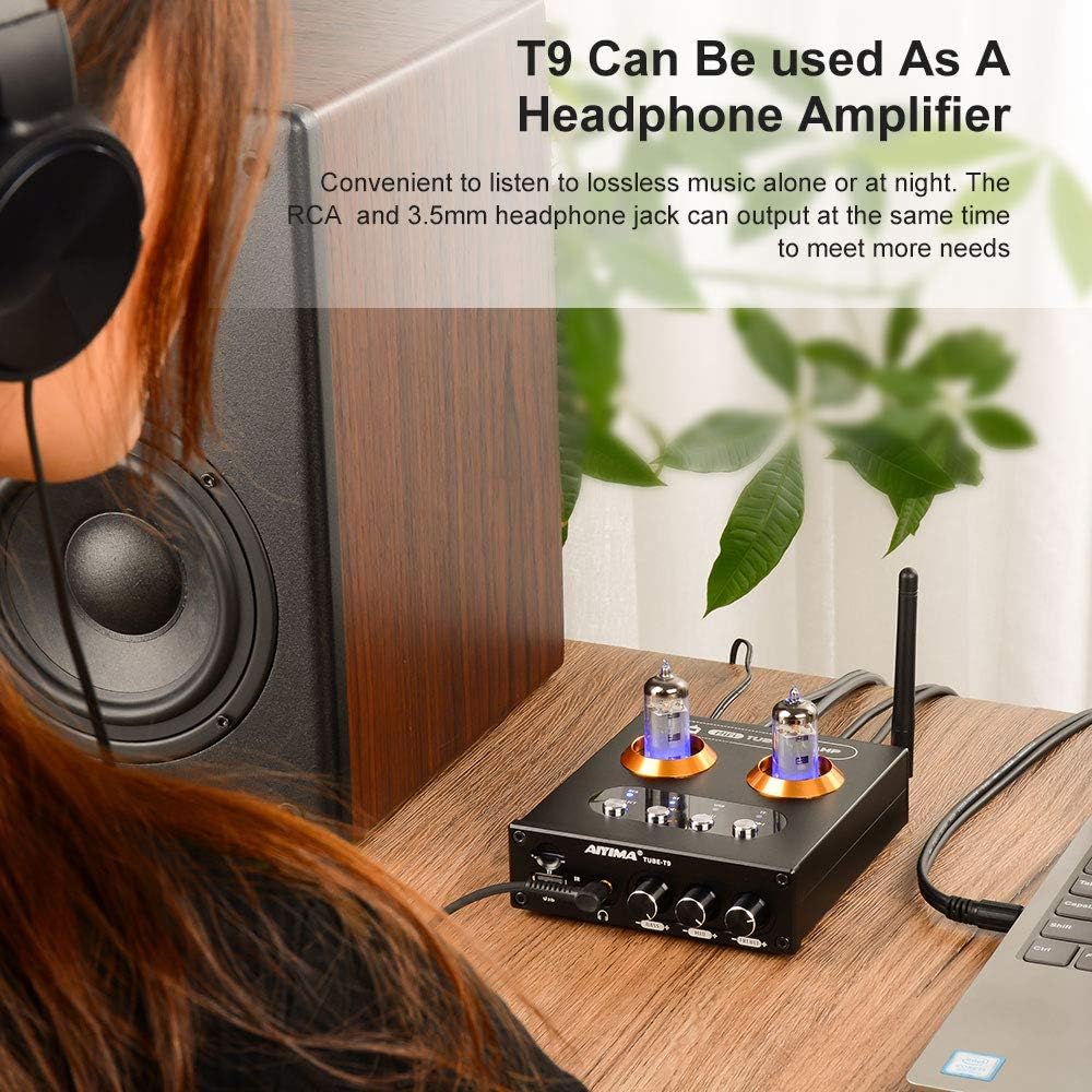 Bеѕt Sеllеr AIYIMA Tube T9 Vacuum Tube Preamplifier Bluetooth 5.0 HiFi Stereo Audio Receiver USB Music Player Headphone Tube Preamp TF Card for Amplifier Home Audio System