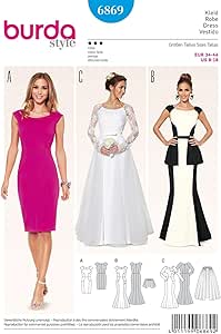 Cartamodello Burda B6866 Per Abito Da Sera - 19x13 Cm, 3 Stili Con O Senza Maniche | Per Tessuti Elastici - Foto 11