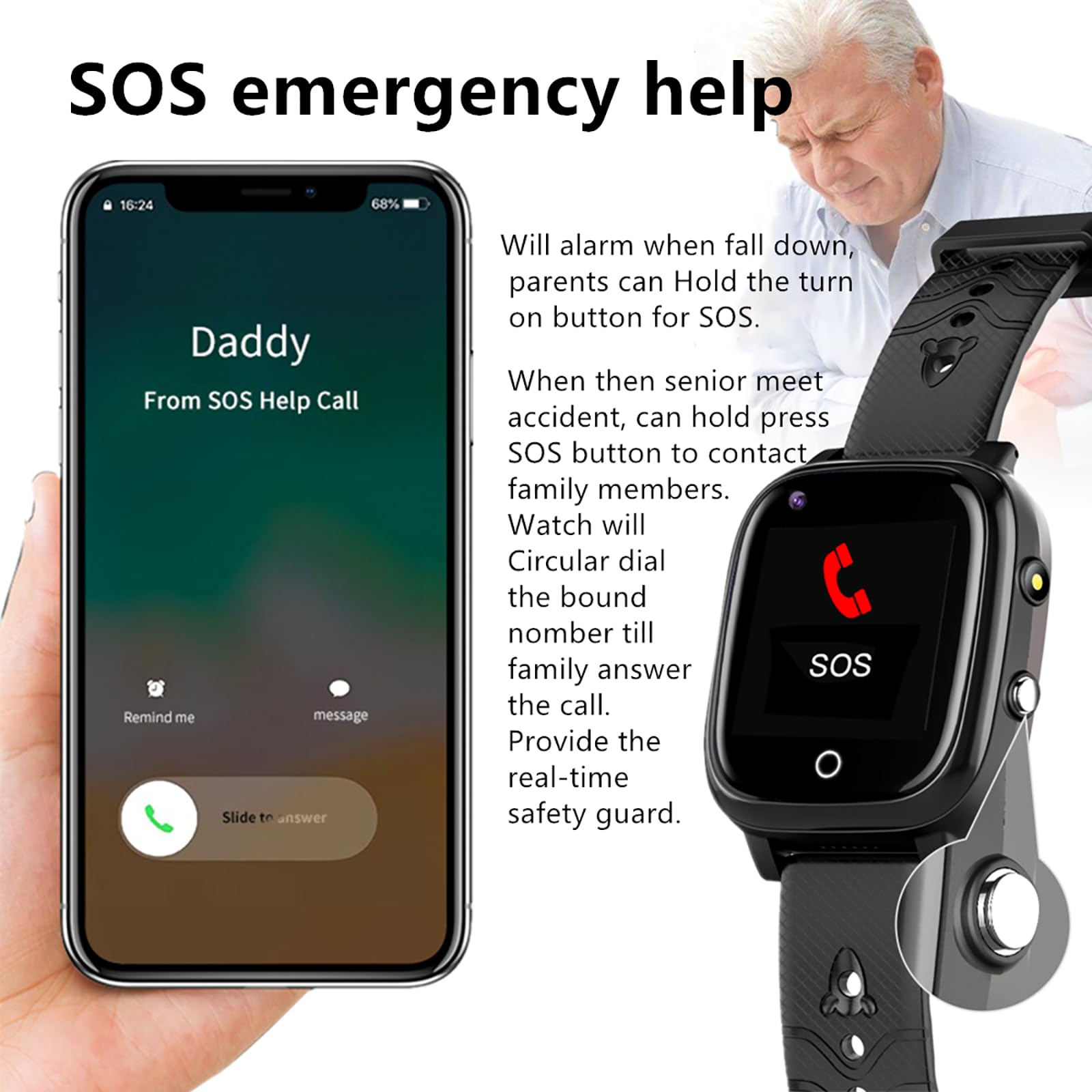 Lokalizator GPS Dla Osób Starszych, Inteligentny Zegarek Do Rozmów Wideo 4G, Monitorowanie Stanu Zdrowia, Alarm Upadku, Przycisk Szybkiej Pomocy, Pozycjonowanie W Czasie Rzeczywistym
