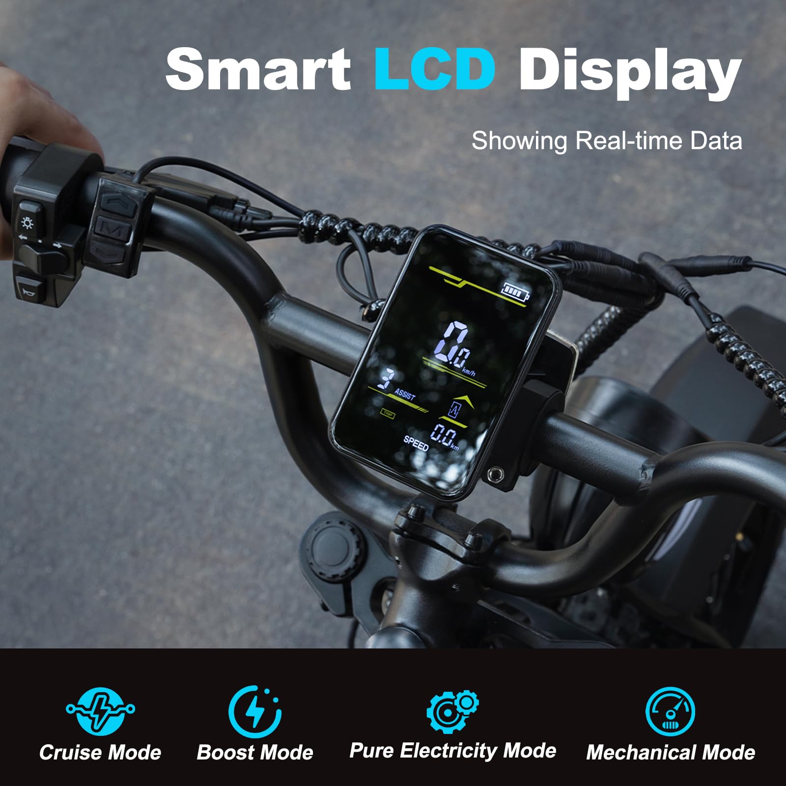 Bici Elettrica 16 Pollici, Batteria Rimovibile 36V 12,8Ah, Fat Bike 16"x3.0", Display LCD Grande, Doppia Sospensione, Freni a Disco, Luci LED, Ebike per Adulti