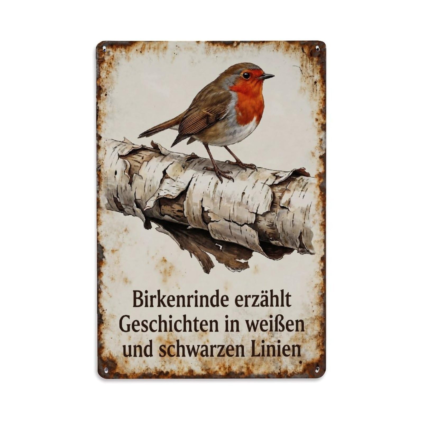 Yrnq Vintage Style-29 Robin Bird Garden Quote Birch Bark Vintage Metal Tin Sign Plaque Wall Decor For Cafe, Club, Garden Round Metal Poster 8X8inch