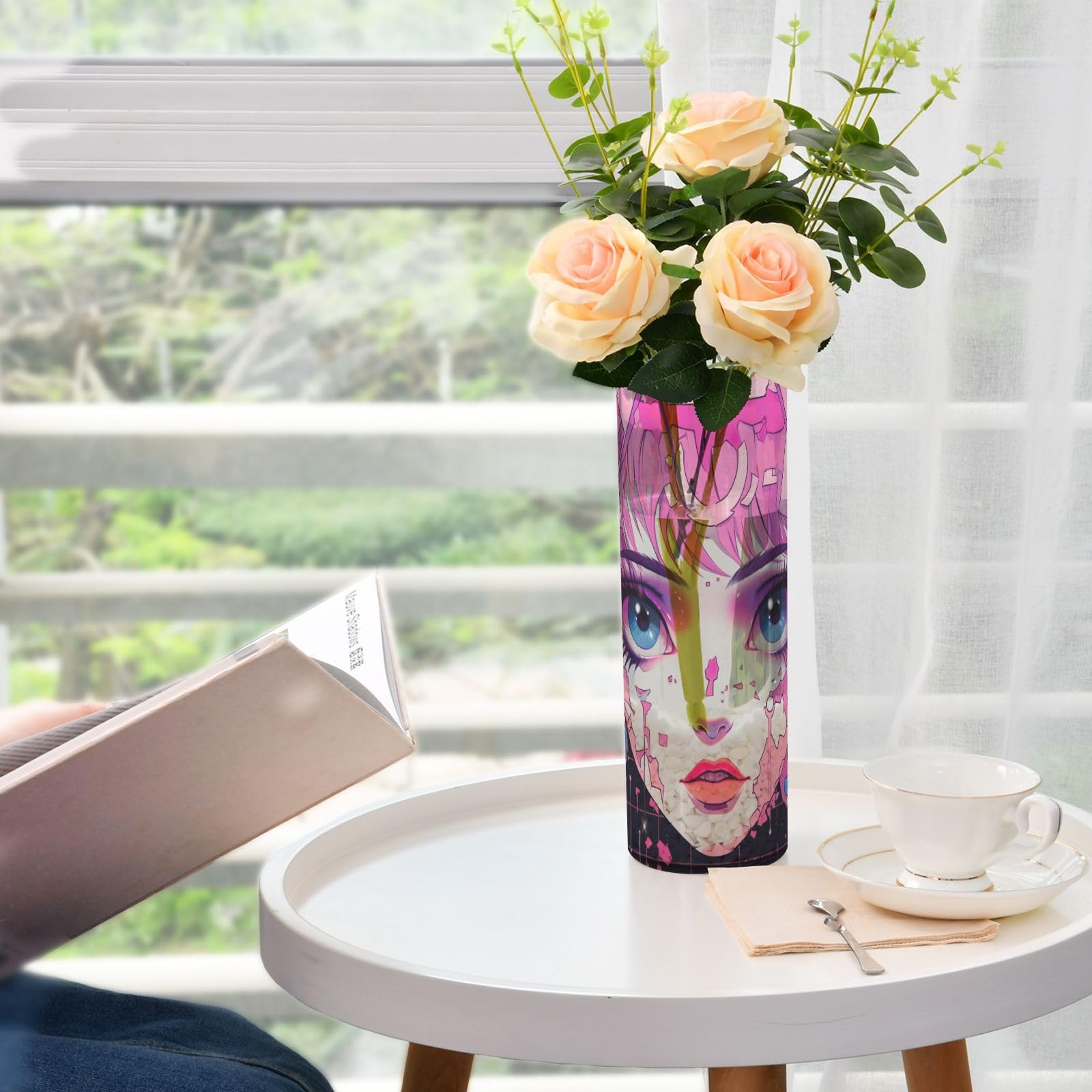 Amazon.com: Kigai Manga Style Pink Plastic Vase Clear Vases