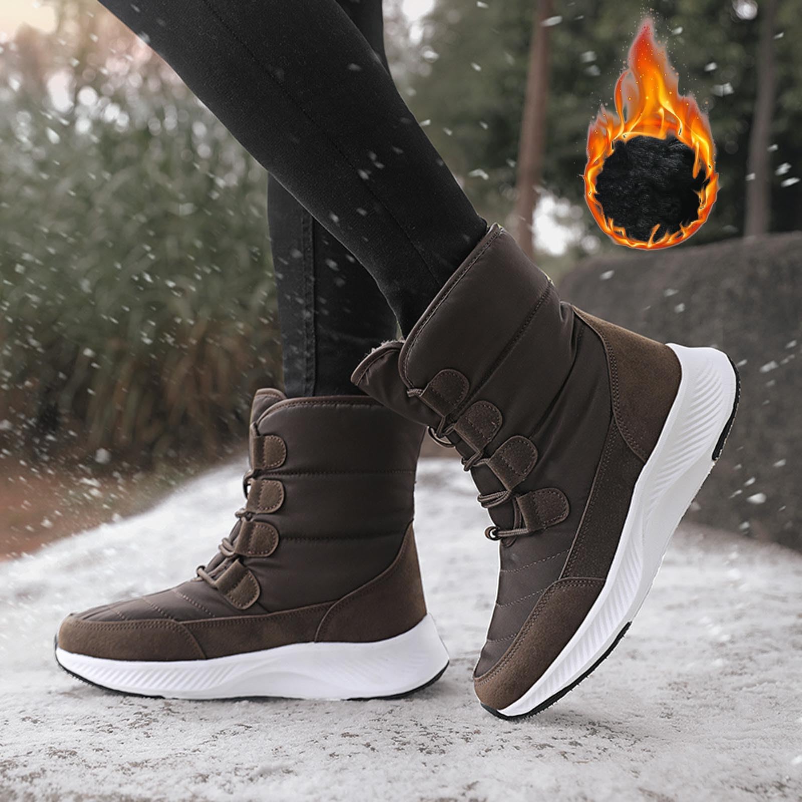 Stivali da Neve Donna Casual con Lacci Imbottiti Termici