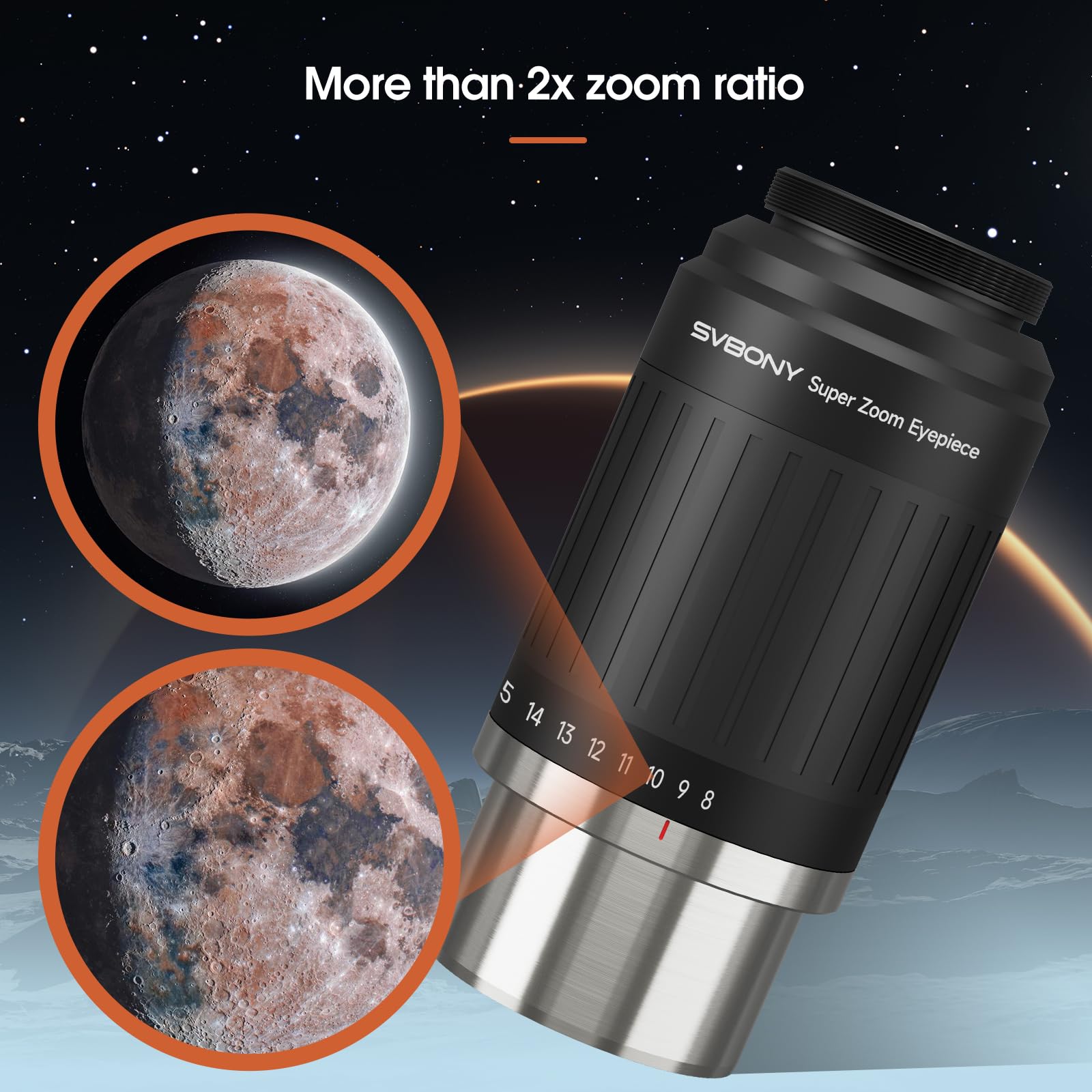 SVBONY SV230 8-20mm Zoom Eyepiece, Parfocal Design Wide-Angle 57