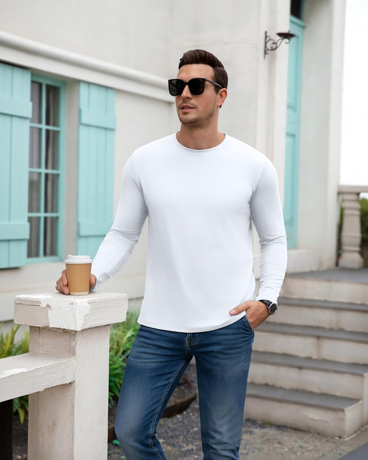 Boyzn 1/3 Pack Men's Long Sleeve T Shirts, Long Sleeve Cotton T Shirts for Men, Casual Crewneck Basic Tee Undershirts for Men - Image 2