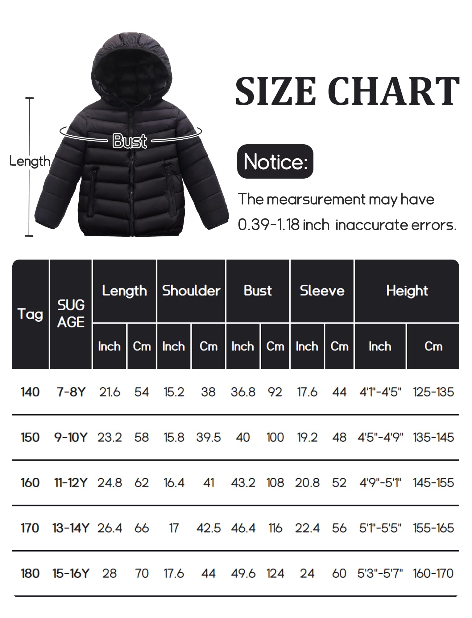 Manteau d'Hiver Garçon Fille Enfant Veste à Capuche Matelassé Blouson Chaud Coupe-vent Doudoune Légère Confortable 7-16 Ans