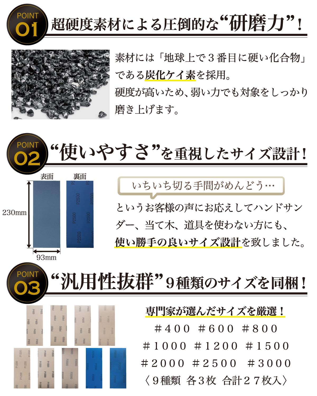 Amazon | Waardist 【整備士が監修】 3000番 ～ 400番 紙やすり 紙
