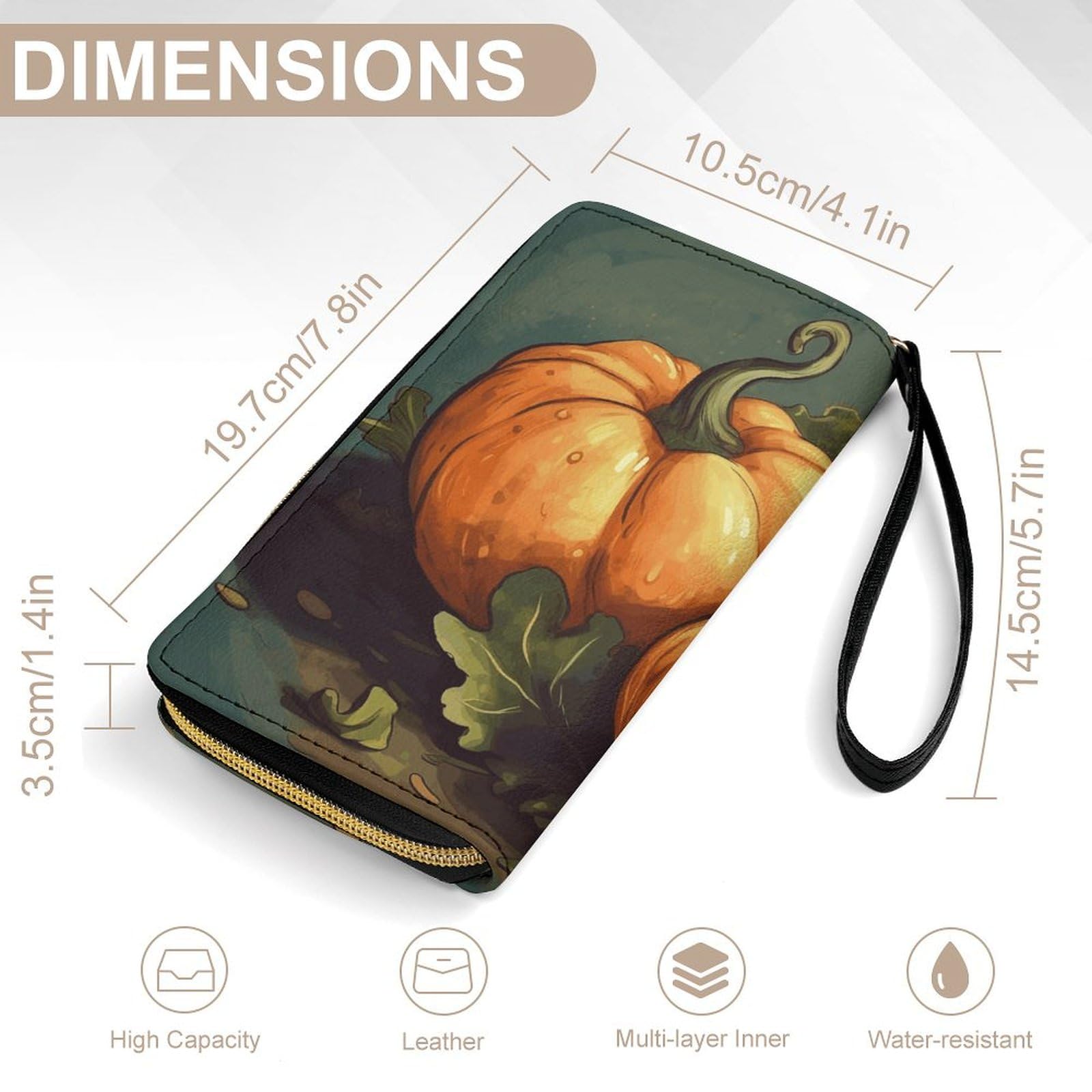 QMNLKH Stylish And Durable Two Little Pumpkins Printed Leather Wallet: A Must-have Storage Bag for The Holidays, Suitable for Storing ID Cards, Various Cards And Change